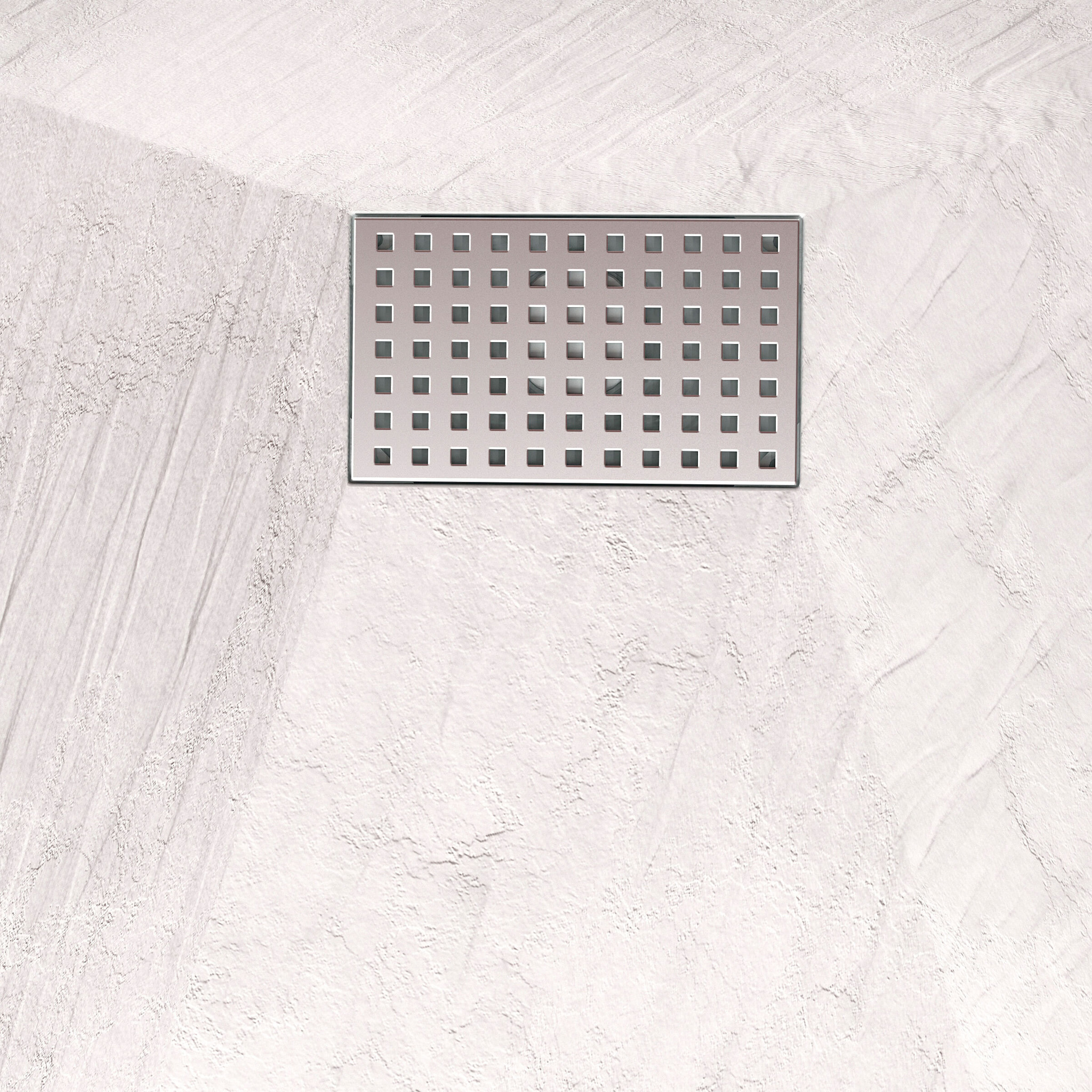 Receveur de douche Blanc Effet Pierre 80x120 cm et Grille décor Perforée en Inox