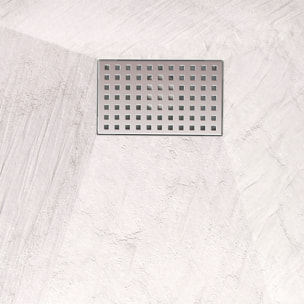 Receveur de douche Blanc Effet Pierre 80x120 cm et Grille décor Perforée en Inox