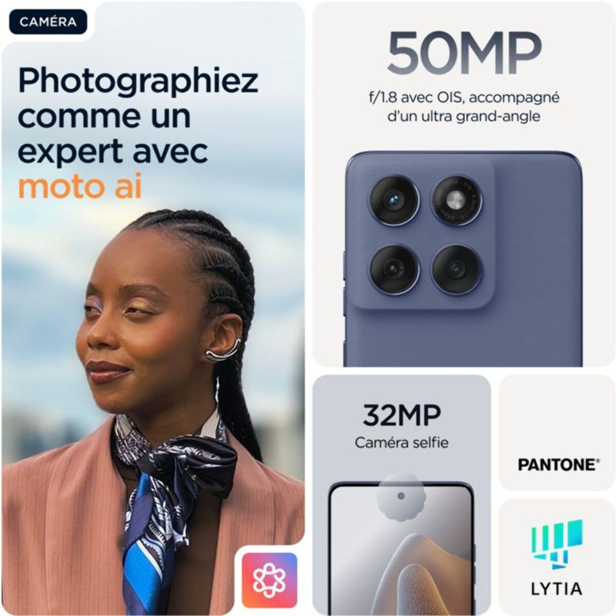 Smartphone MOTOROLA Pack Edge 60 Fusion 256Go + Buds 25 Noir