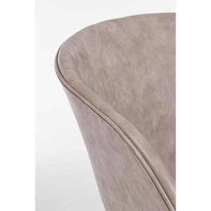 Set di poltroncine WARHOL in similpelle beige e gambe in acciaio nero, con braccioli