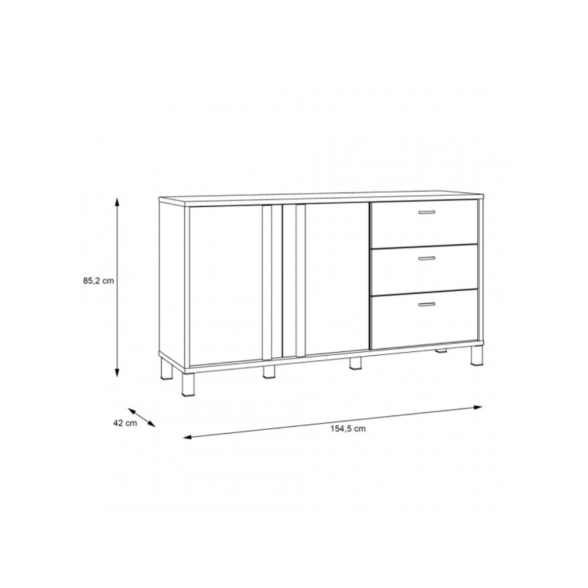 Buffet 154 cm bois effet chêne et noir - YAL