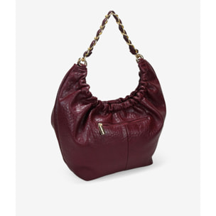 Bolso de hombro burdeos con cadena