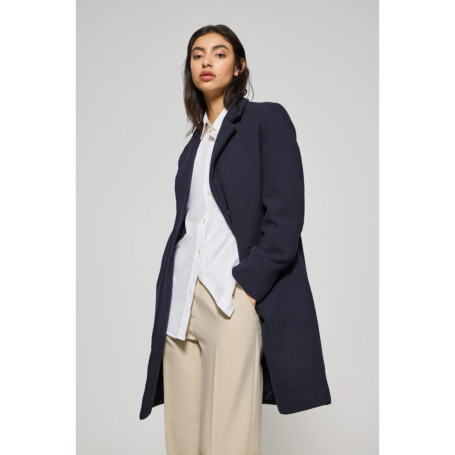 Cappotto Kate abbottonato blu marino con particolari Polo Club