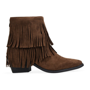 Botines cowboy marrones con flecos