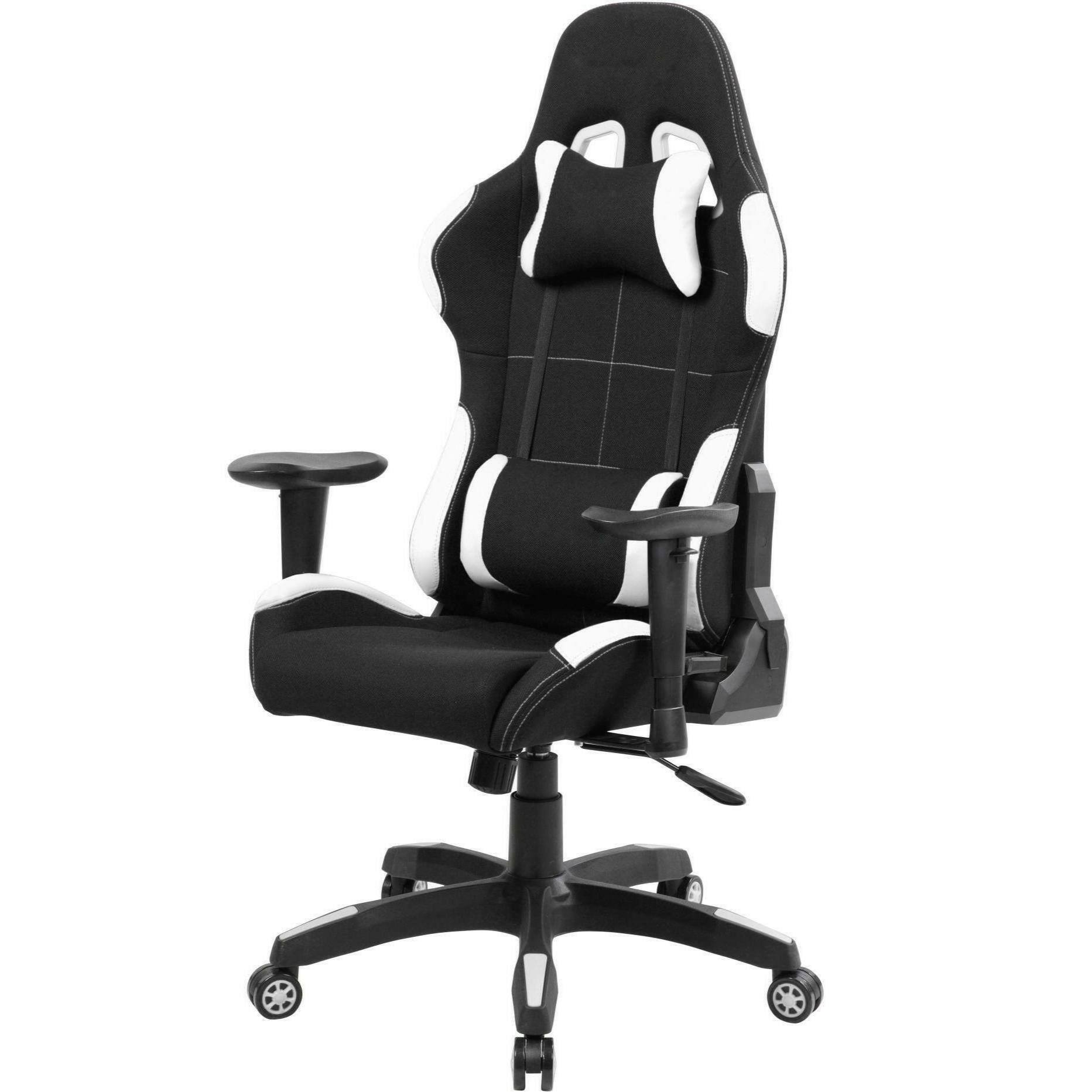 Sedia da gaming Bundaberg, Poltrona da gaming adulto, Sedia da scrivania, 57x72h124/134 cm, Nero e Bianco