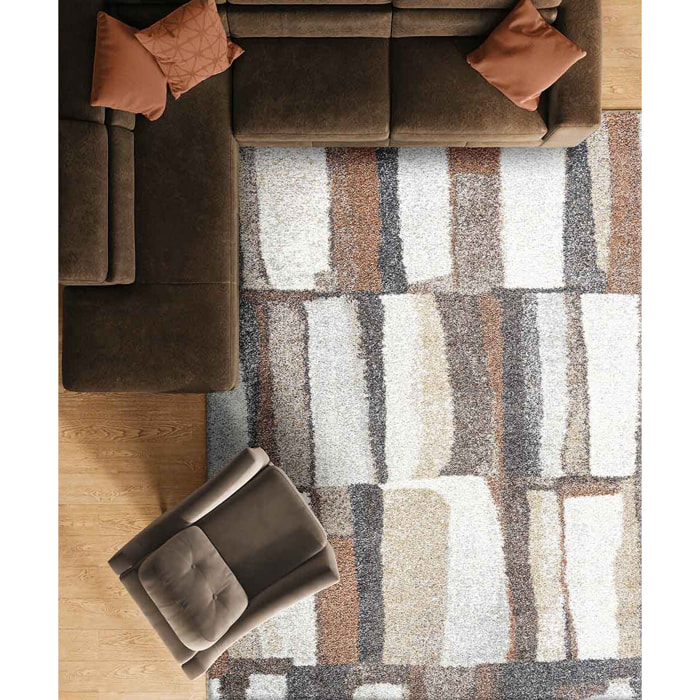 Tappeto Contemporaneo Beige Grigio Terracotta