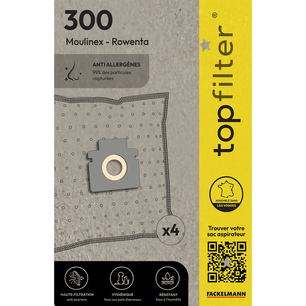 Lot de 4 sacs aspirateur Hoover TopFilter Premium