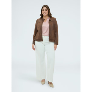 Fiorella Rubino - Giacca biker soft touch - Marrone