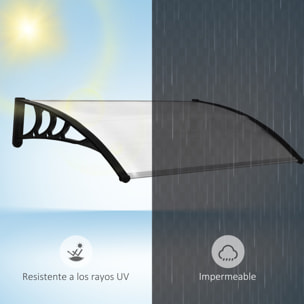 Tejadillo de Protección 75x100 cm Marquesina Exterior para Puertas y Ventanas contra Sol y Lluvia con Soporte de Aleación de Aluminio Transparente