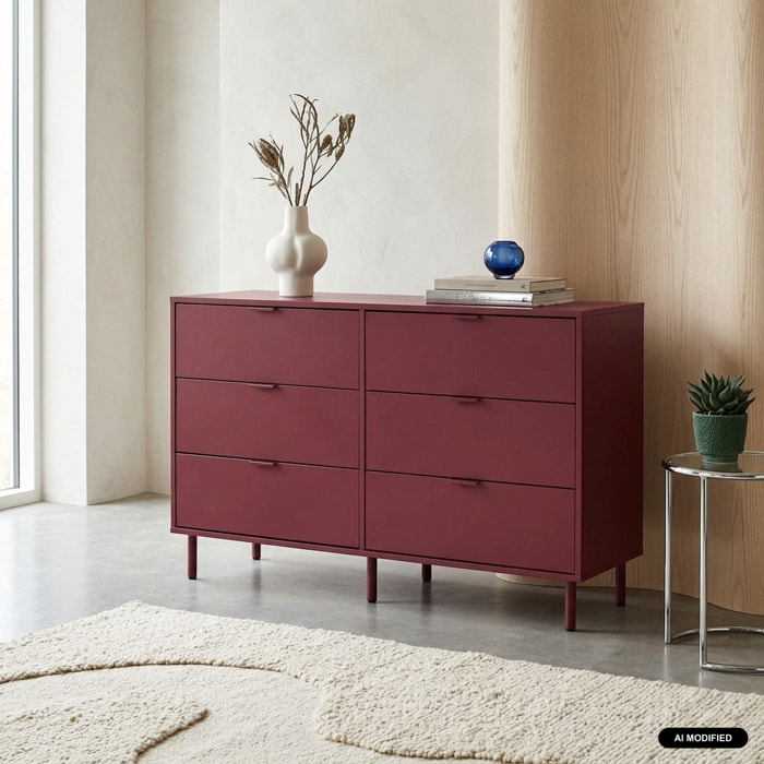 Commode décor bois et métal 6 tiroirs ELLIE