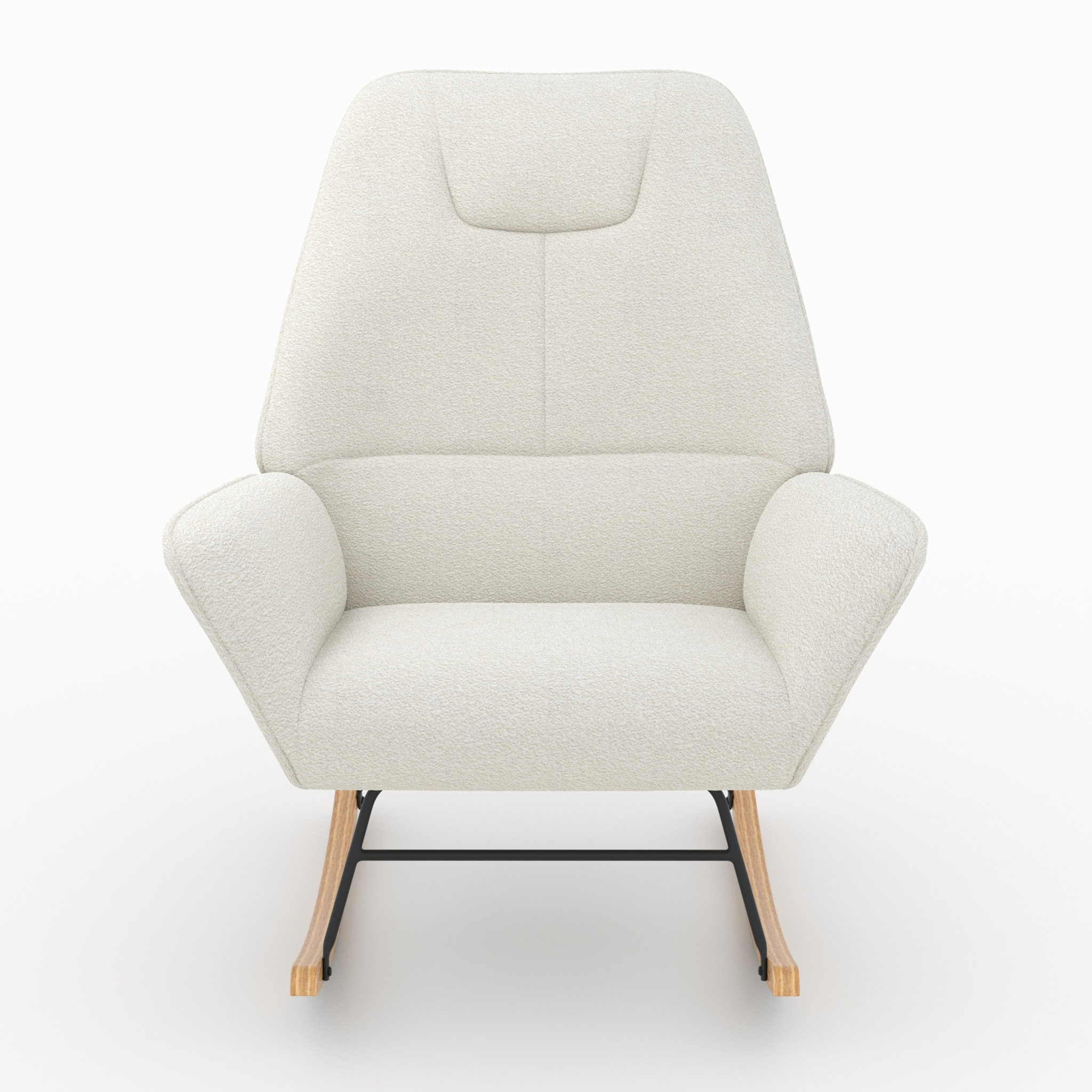 Rocking-chair en tissu bouclé blanc - Shaun