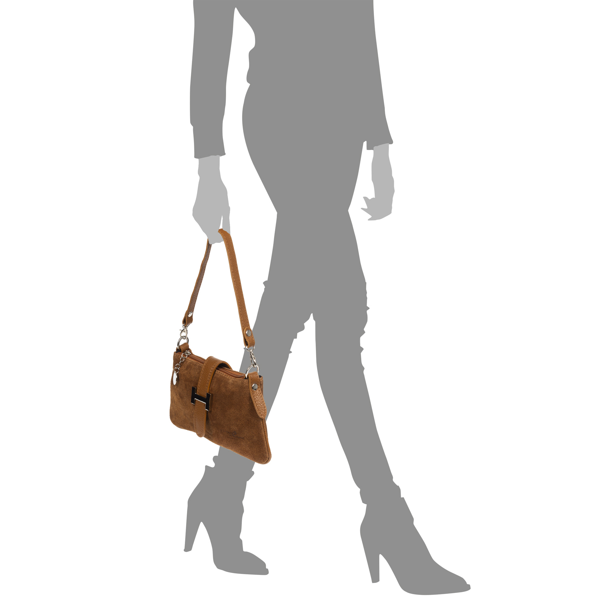 Allerona Bolso de mano Mujer.Piel auténtica Gamuza Dollaro