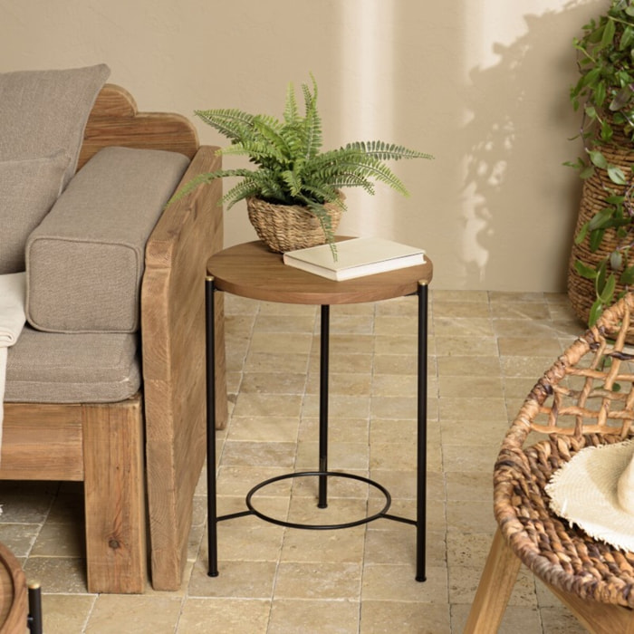 SIXTINE - Table d'appoint ronde 3 pieds en métal noir