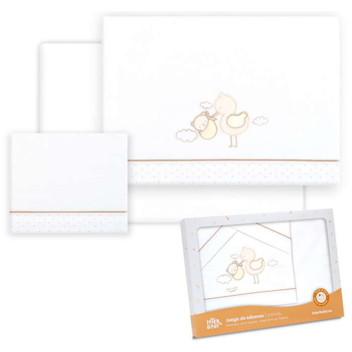 Triptico Coche Cigueña Oso Bco/Beig