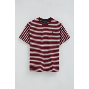 Maglietta a righe granata ed ecrù dal fit ampio con logo Rigby Go