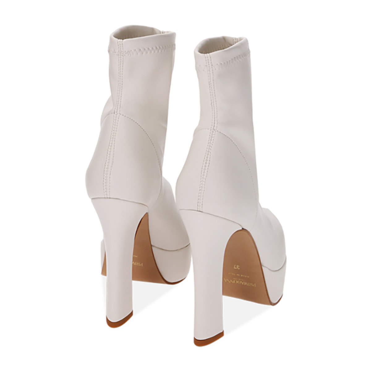Botines con plataforma color crema, tacón de 12,5 cm