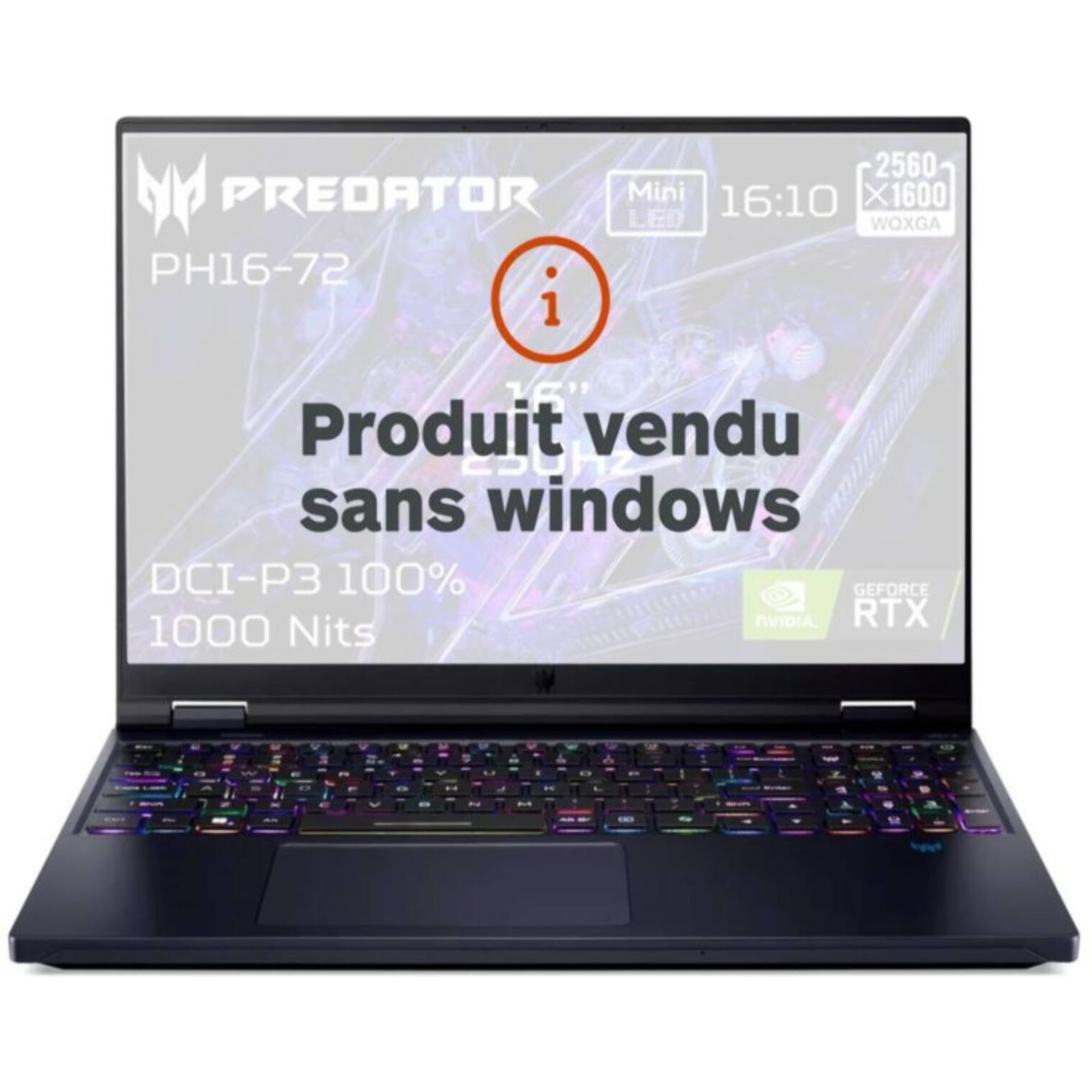 PC Gamer ACER Predator Helios 16 PH16-72-934J Sans OS