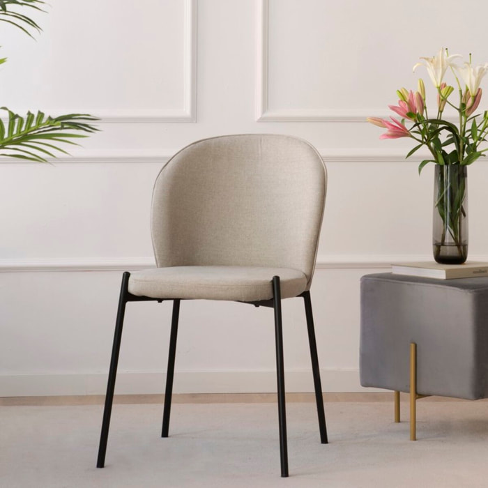 Pack de 6 chaises -tissu-couleur beige 48 x 85 x 55 cm