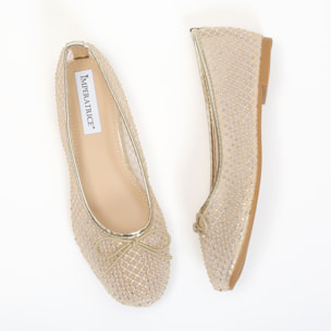 Ballerine in simil pelle traforate con strass