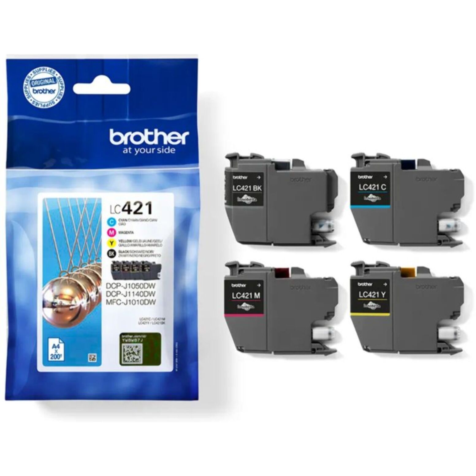 Cartouche d'encre BROTHER Pack Multipack 4 Originales LC421 (Noir + 3 Couleurs) - LC421VAL