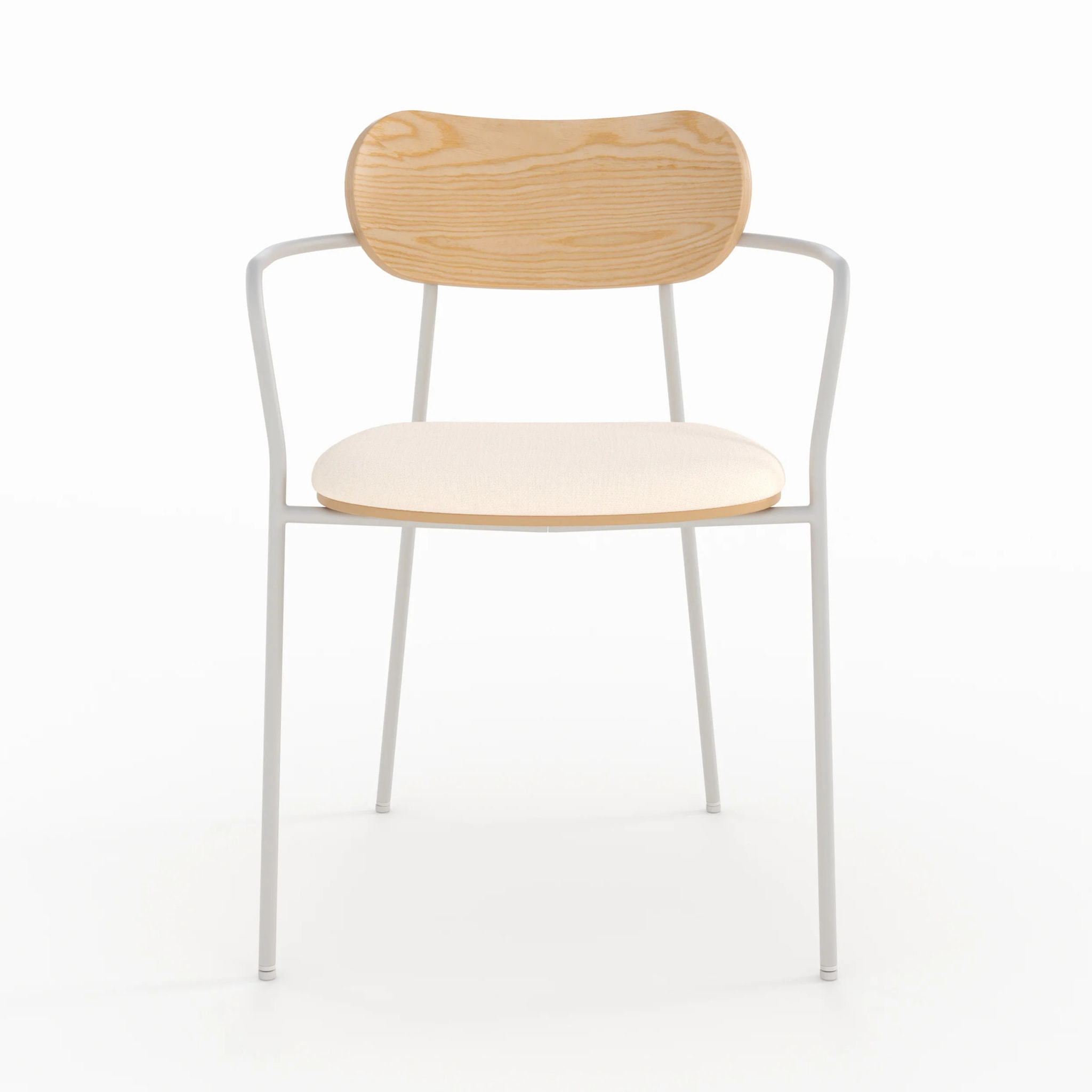 Lot de 2 chaises en tissu beige et placage en bois clair - Marine