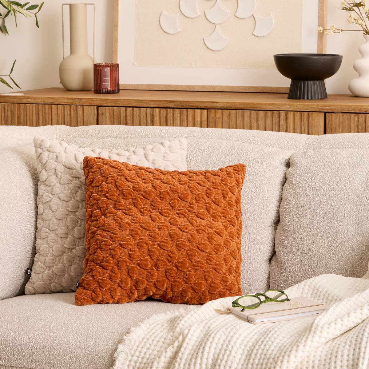 Coussin Nova ambre 40x40cm