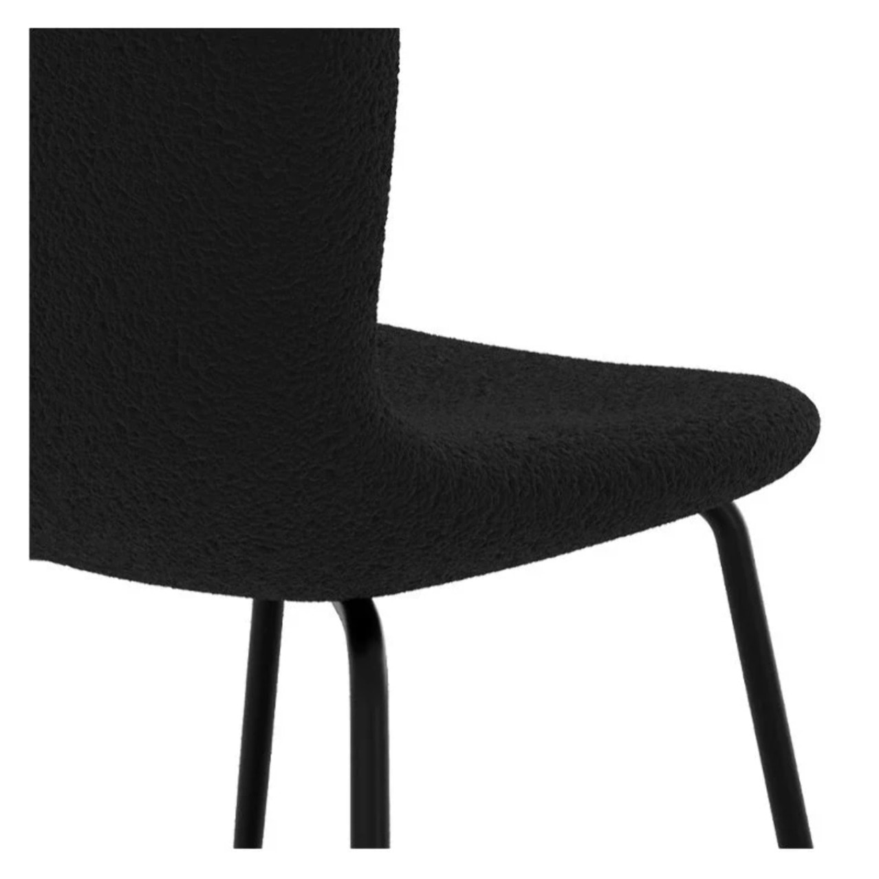 Lot de 2 chaises effet laine bouclette noire et pieds en métal - Koko