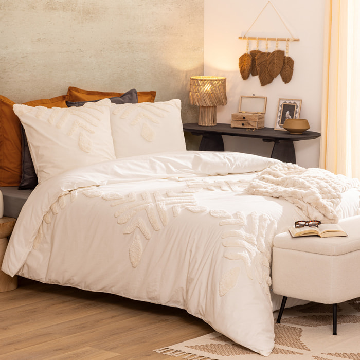 Parure de lit Inuit dreams coton blanc ivoire 240x220cm