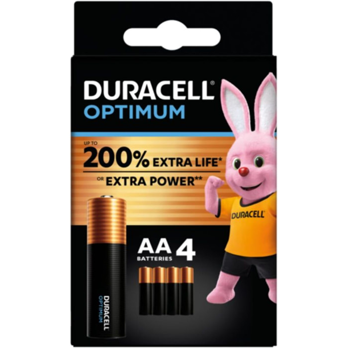 Pile DURACELL LR06 AA Lot 4 piles OPTIMUM