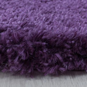 FLUFFY - Tapis rond shaggy uni à poils longs Lila