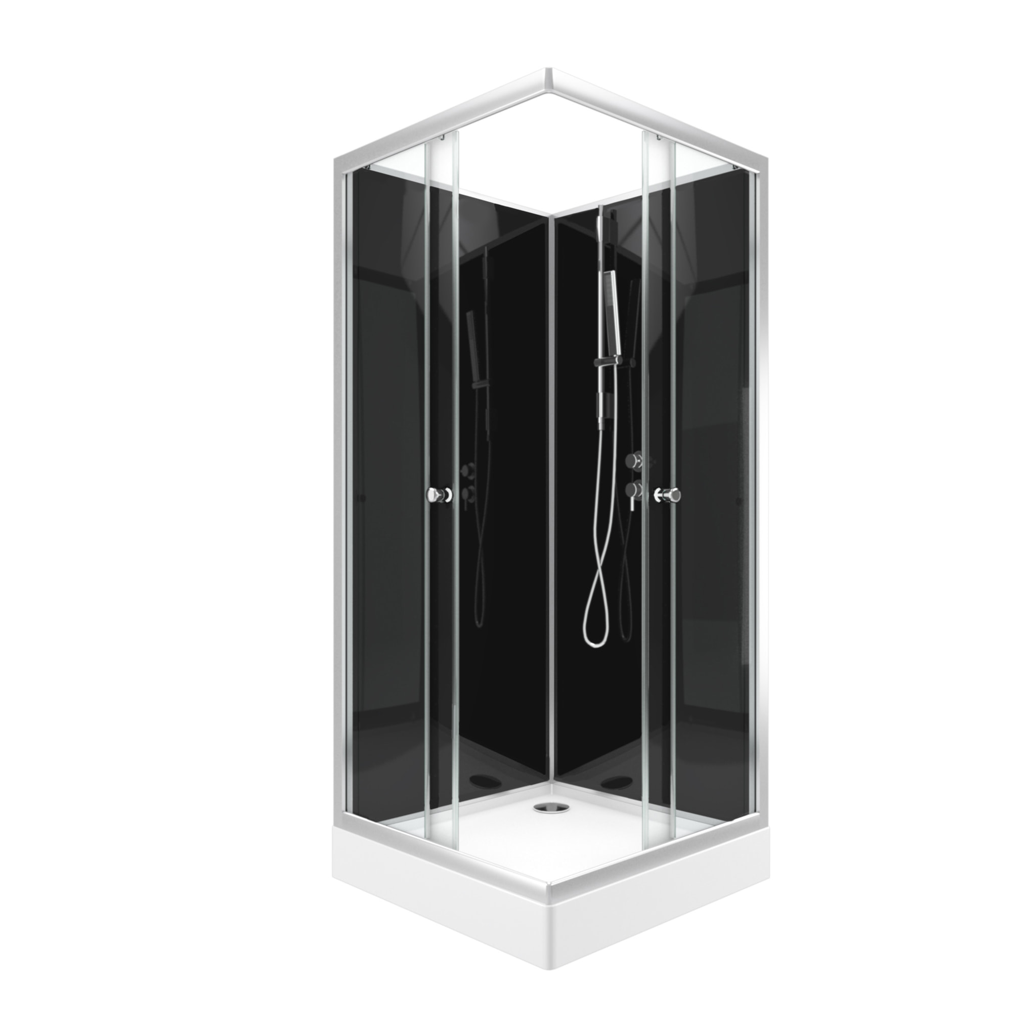 Cabine de douche carrée 80x80x195 - Portes coulissantes en verre trempé 5mm - SQUARY BLACK 2