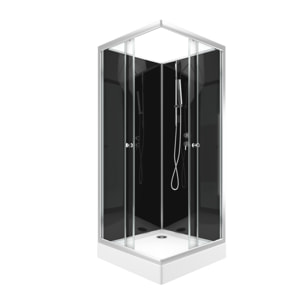 Cabine de douche carrée 80x80x195 - Portes coulissantes en verre trempé 5mm - SQUARY BLACK 2