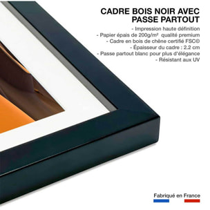 Affiche dune d'Iran Affiche + cadre en bois - Noir