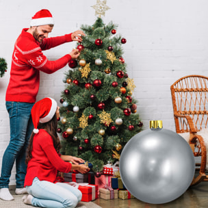 Bola de navidad inflable plateada de 6,5cm con ventosa