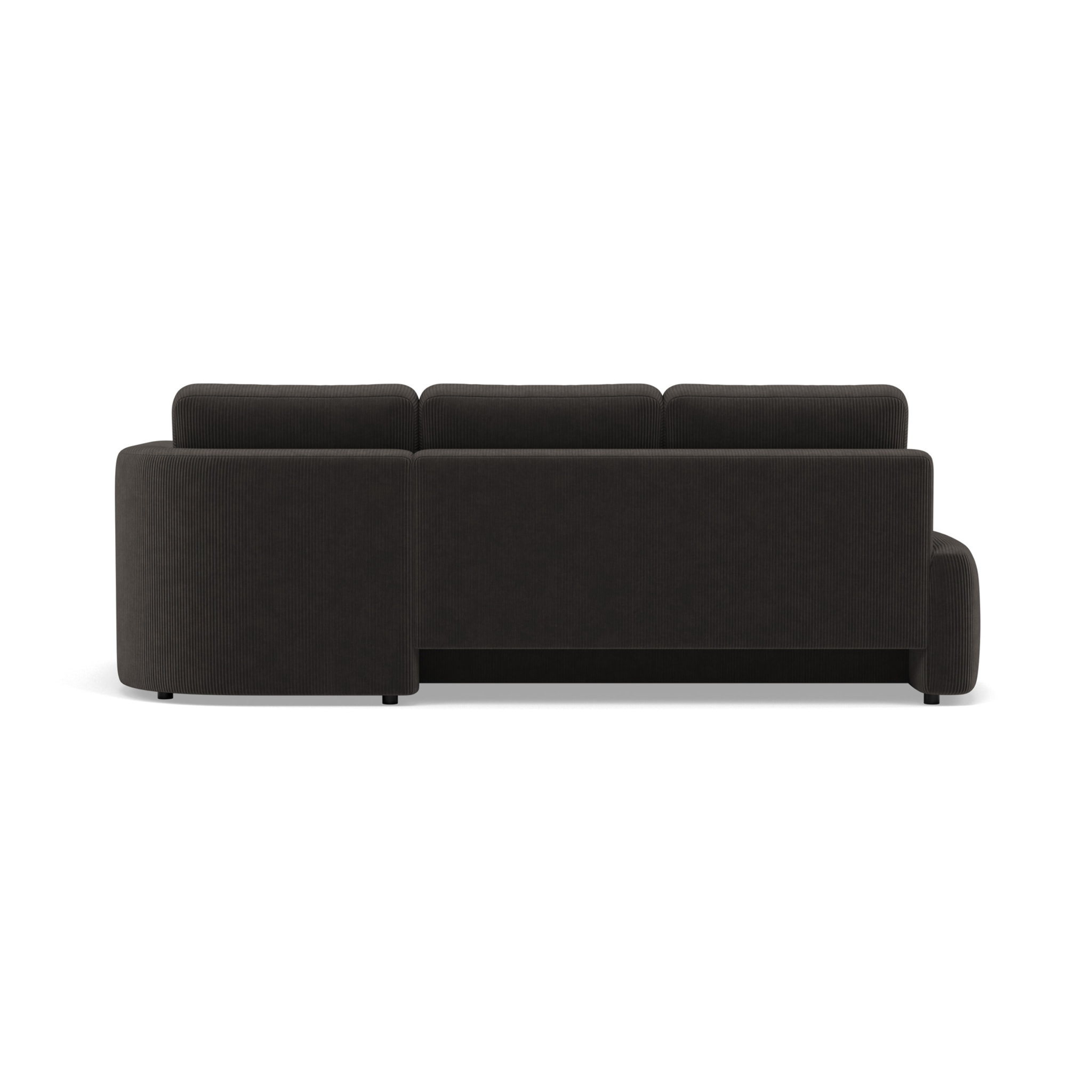 Mahina - canapé d'angle droit 4 places convertible avec coffre en velours côtelé - Gris foncé