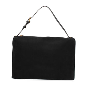 Borsa a spalla da donna Made in Italy - Modello Cielia Pro - Pelle scamosciata - 35.0 x 23.0 x 14.0 cm