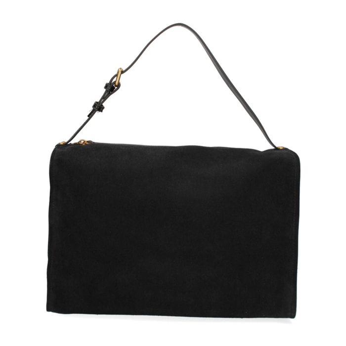 Borsa a spalla da donna Made in Italy - Modello Cielia Pro - Pelle scamosciata - 35.0 x 23.0 x 14.0 cm