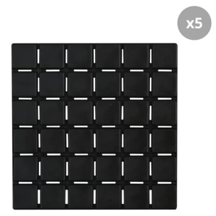 Lot de 5 Tapis antidérapants de douche ou baignoire Caoutchouc QUADRO 13x13cm Noir MSV