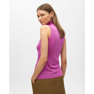 Top senza maniche collo alto in maglia