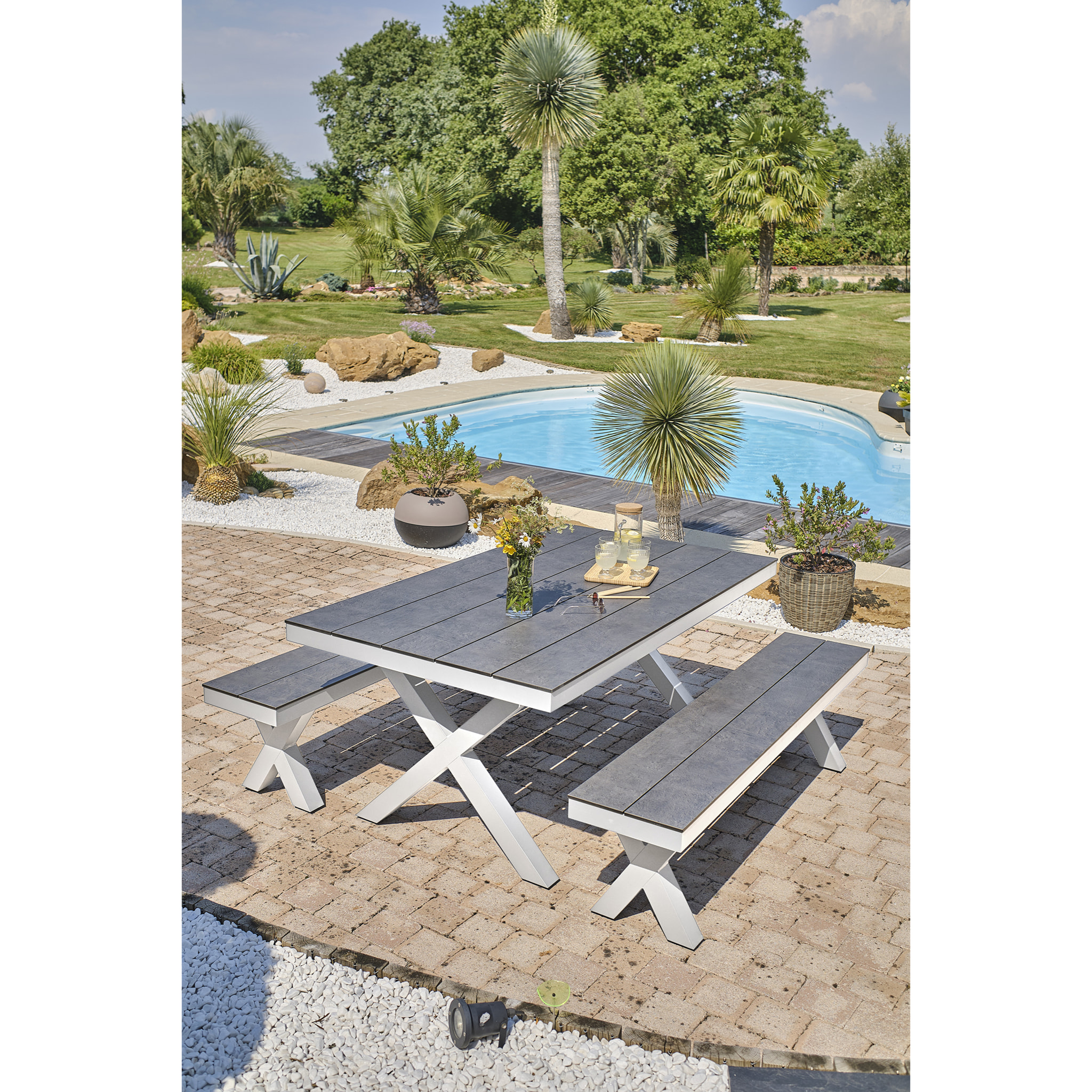 ANNECY - Table de jardin en aluminium et plateau HPL