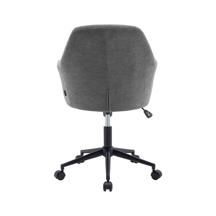 Chaise de bureau à roulettes ajustable métal et tissu gris - L 57 x P 57 x H 85/94.5cm - Stan