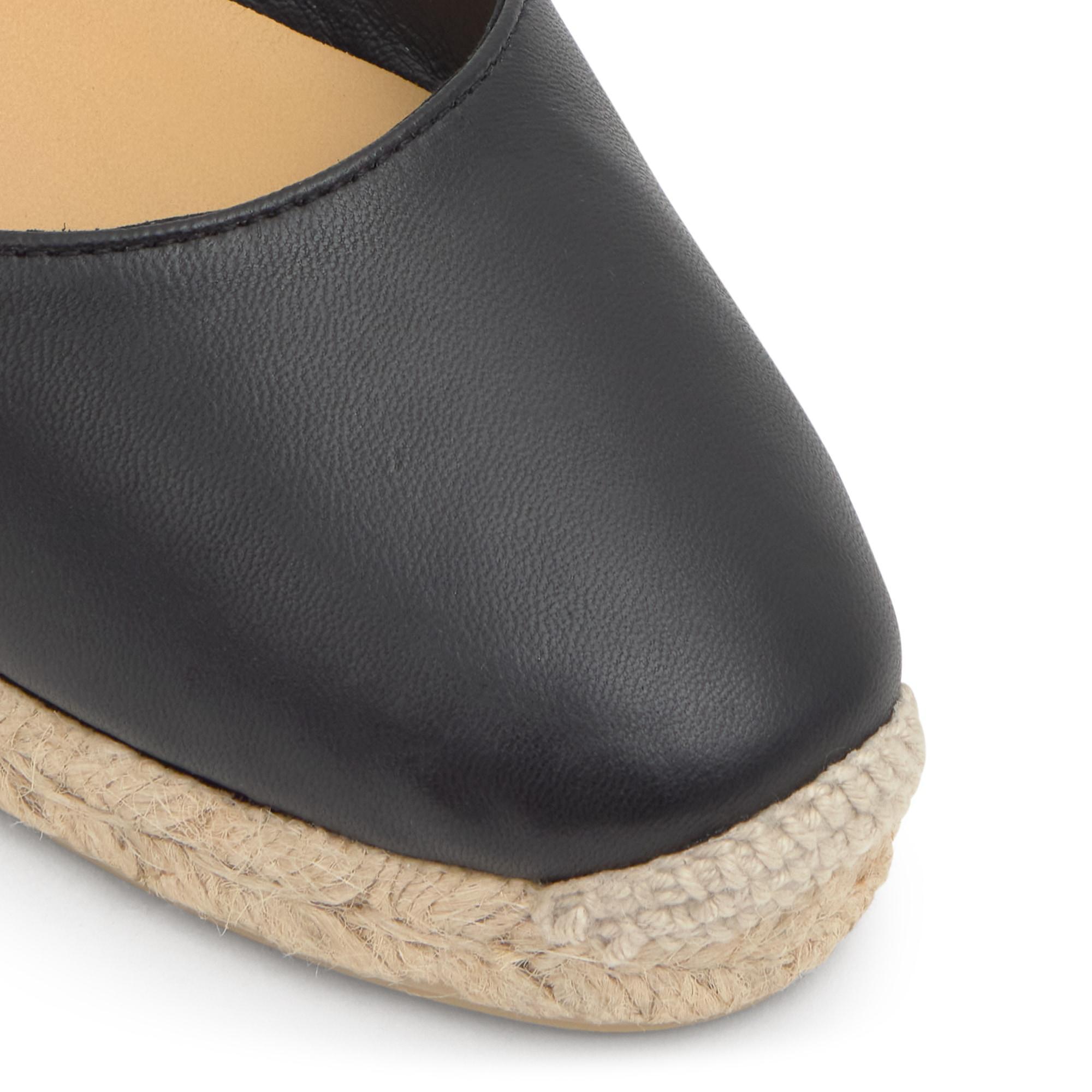 Alpargata Carina cuña de yute en napa con cordones de cuero