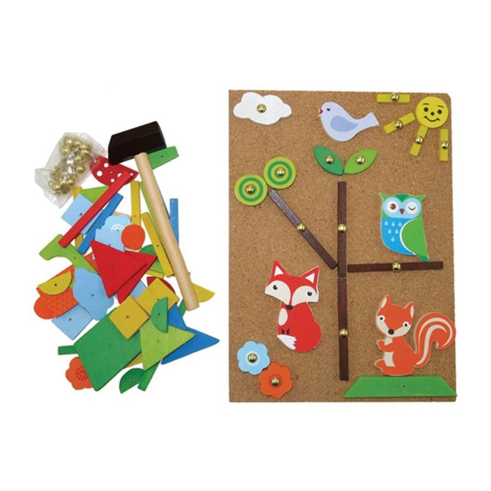 WOODEN PIN-CORK FOREST FRIENDS TAP A SHAPE SET - JUEGO EDUCATIVO