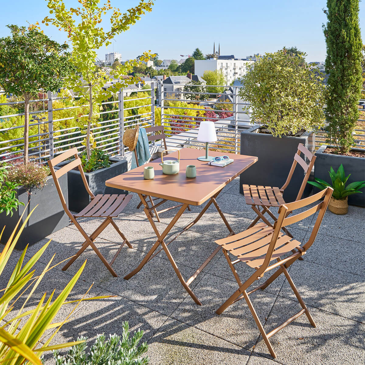 Table de jardin pliante rectangulaire "Greensboro" bronze 4 places