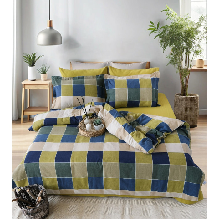 Parure de lit Flanelle de coton imprimé "Echo-Vert"