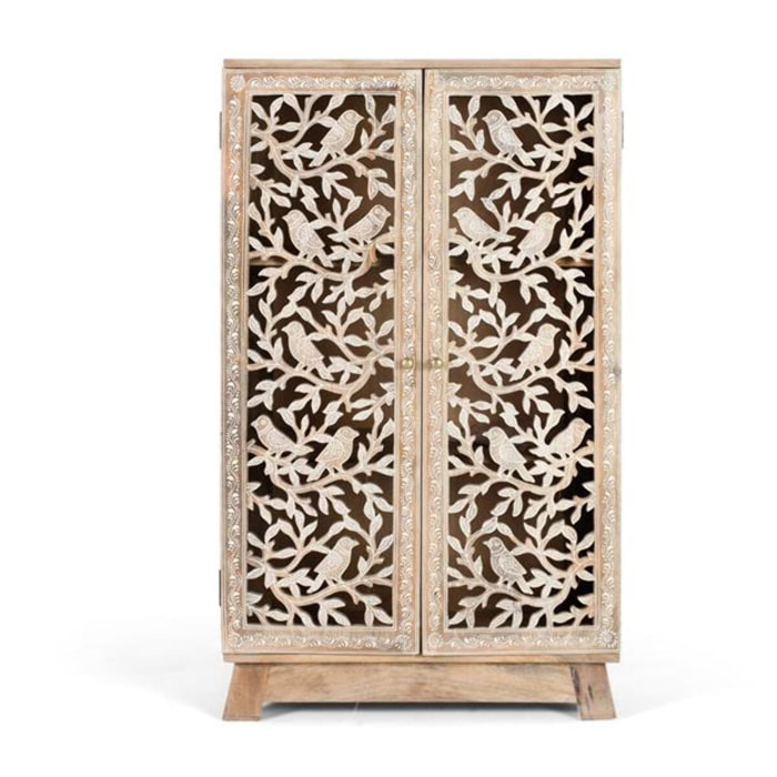Meuble d'appoint en bois de manguier et MDF 70 cm style Atresanal sculpté