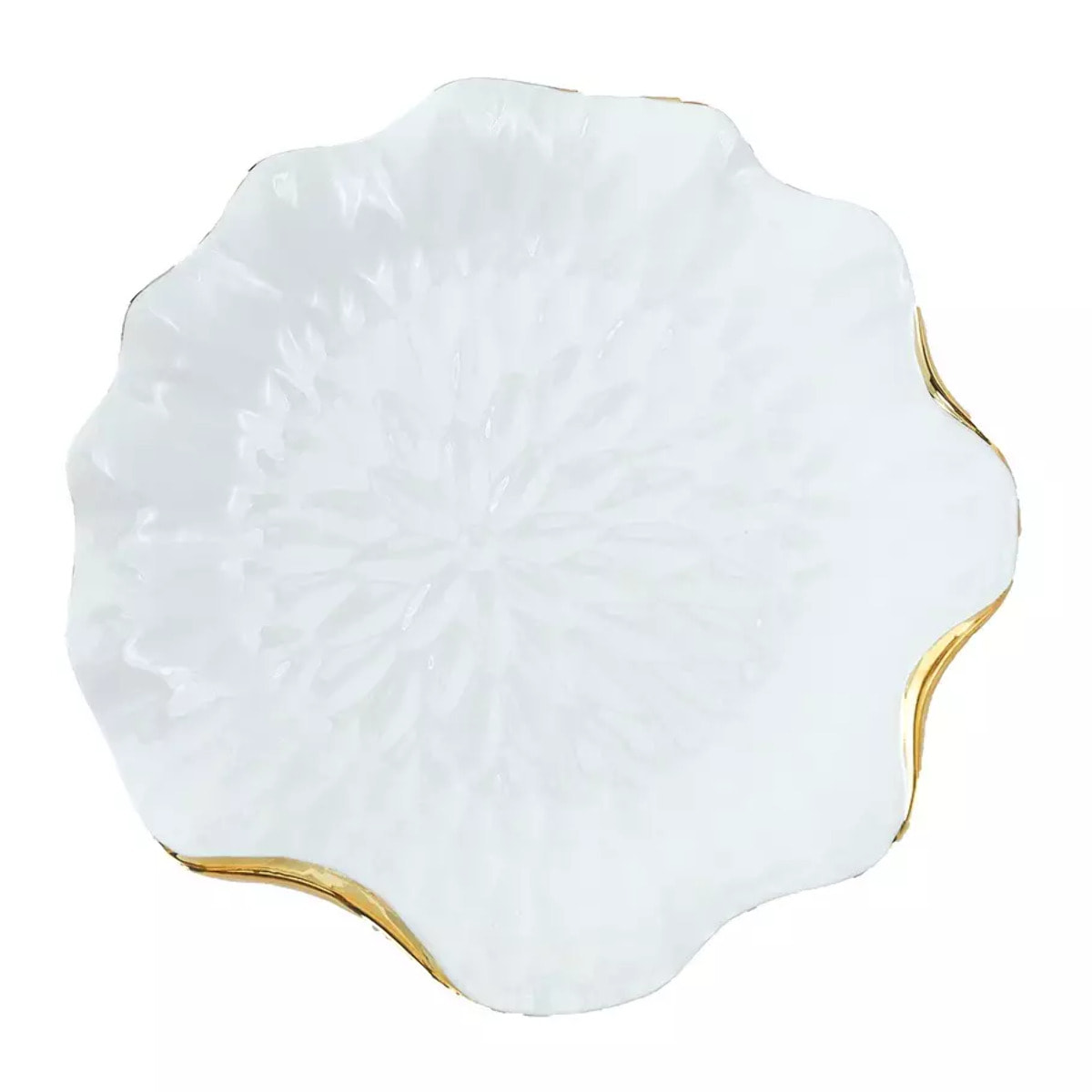 Lot de 6 Assiette plate en porcelaine blanche avec bords dorés