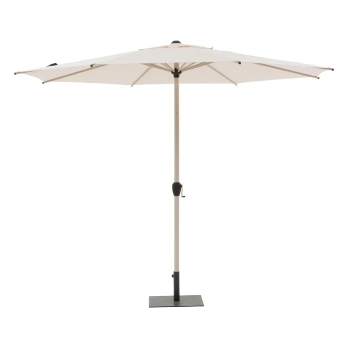 Parasol droit rond inclinable "Loompa" argile & blé 3m en aluminium et polyester