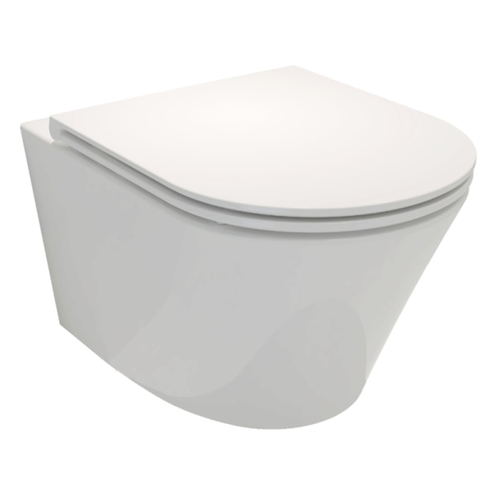 Cuvette WC suspendu sans bride Rodin+ avec abattant