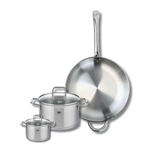 Ensemble de 1 Poêle de cuisson 32 cm et 2 faitouts 12 et 20 cm Elo Profi Citrin